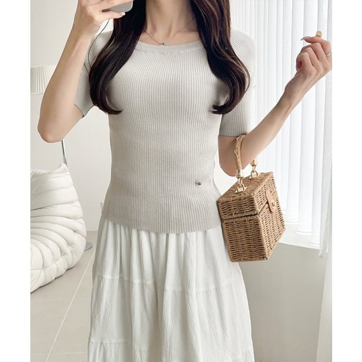 AND MARY Elf button knit tops (ベージュ) ANDMARY】Elf button knit tops