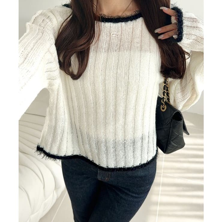 【mily bilet】ふわっとガーリー。透かし編みフェザー配色前後２WAYリボ… | Classical Elf  | 詳細画像7 