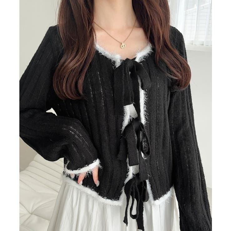 【mily bilet】ふわっとガーリー。透かし編みフェザー配色前後２WAYリボ… | Classical Elf  | 詳細画像9 