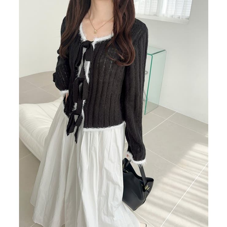 【mily bilet】ふわっとガーリー。透かし編みフェザー配色前後２WAYリボ… | Classical Elf  | 詳細画像10 