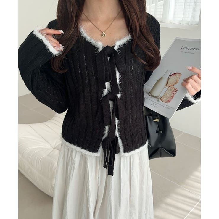 【mily bilet】ふわっとガーリー。透かし編みフェザー配色前後２WAYリボ… | Classical Elf  | 詳細画像11 