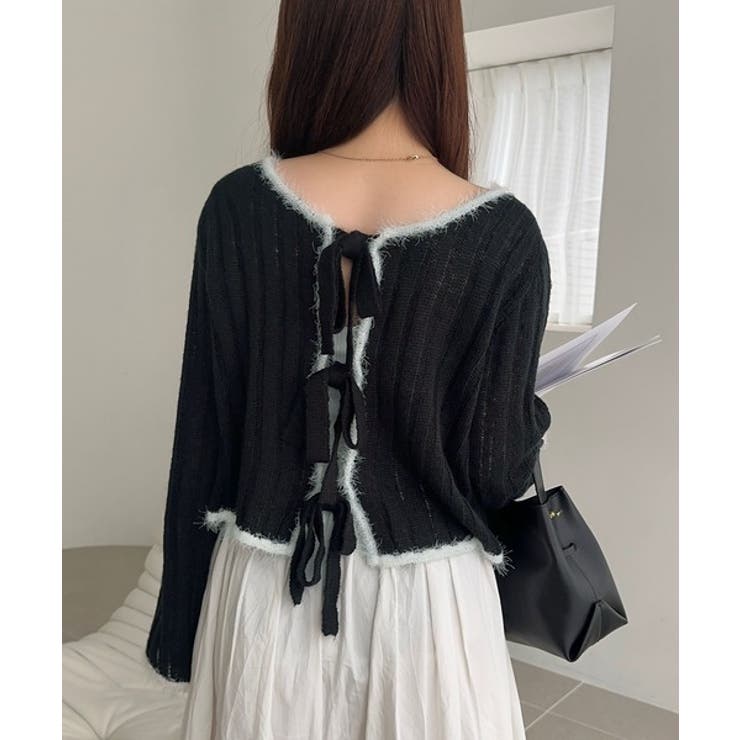 【mily bilet】ふわっとガーリー。透かし編みフェザー配色前後２WAYリボ… | Classical Elf  | 詳細画像14 