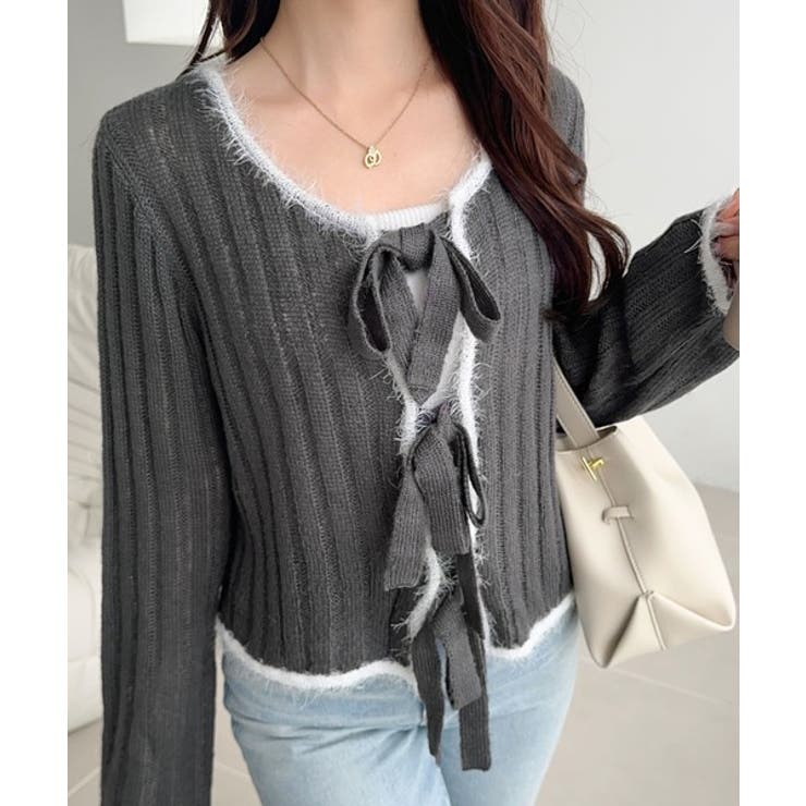 【mily bilet】ふわっとガーリー。透かし編みフェザー配色前後２WAYリボ… | Classical Elf  | 詳細画像15 