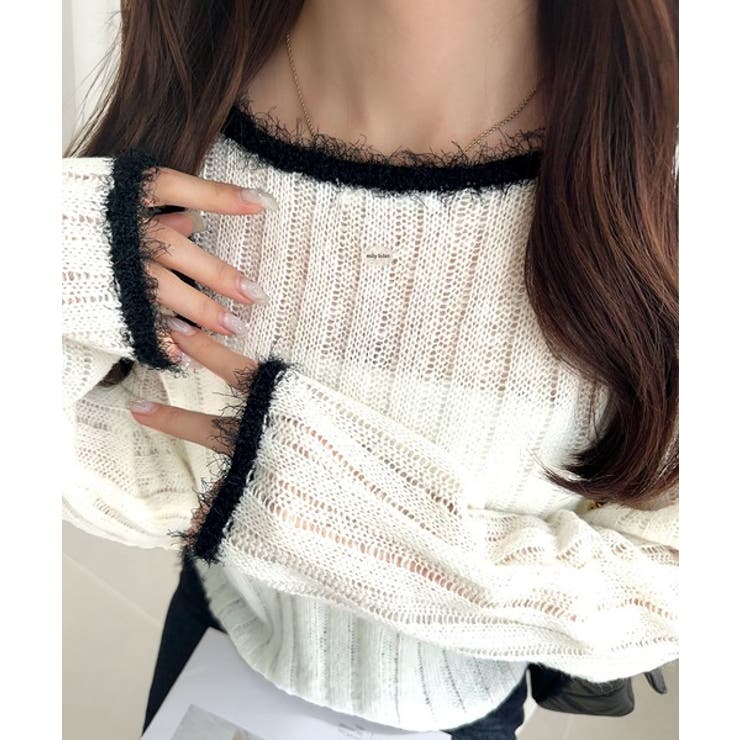 【mily bilet】ふわっとガーリー。透かし編みフェザー配色前後２WAYリボ… | Classical Elf  | 詳細画像22 