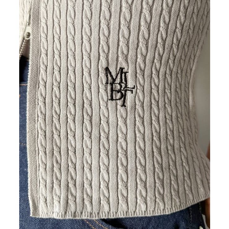 抜け感レディースタイル。ロゴ刺繍オフショル２WAYダブルジップケーブル柄サマーニ… | Classical Elf  | 詳細画像40 