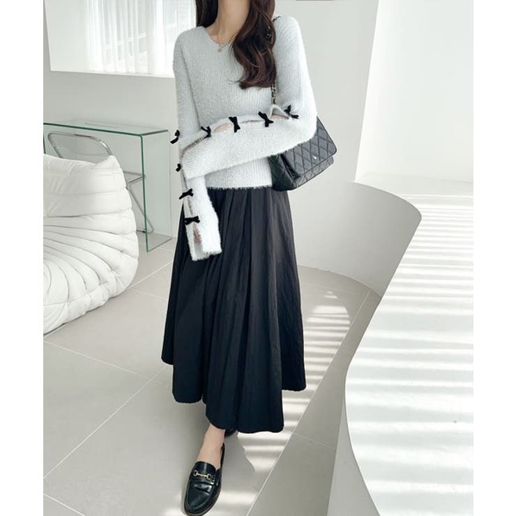 【mily bilet】袖リボン使いフェザーシャギーリブニット | Classical Elf  | 詳細画像16 