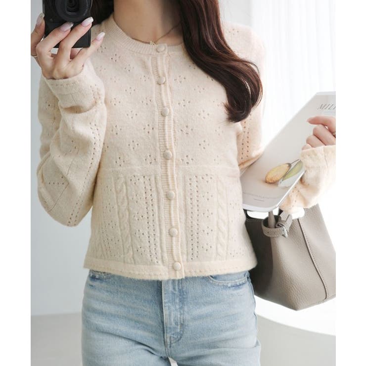 【mily bilet】アイレット柄くるみボタンニットカーディガン | Classical Elf  | 詳細画像6 