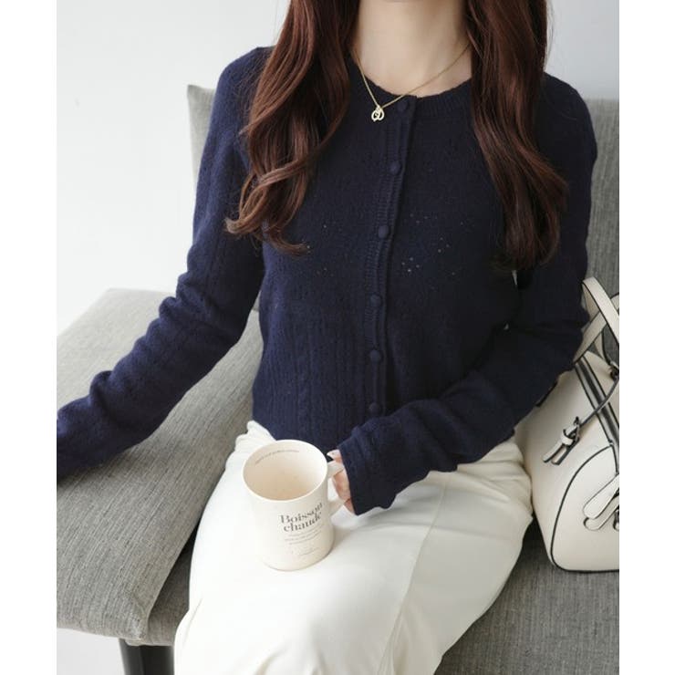 【mily bilet】アイレット柄くるみボタンニットカーディガン | Classical Elf  | 詳細画像20 