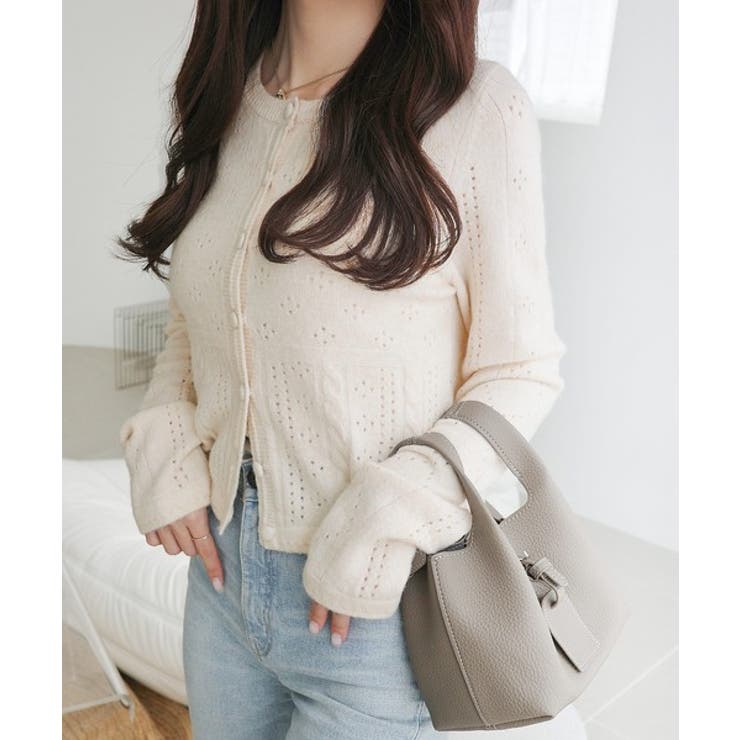 【mily bilet】アイレット柄くるみボタンニットカーディガン | Classical Elf  | 詳細画像4 