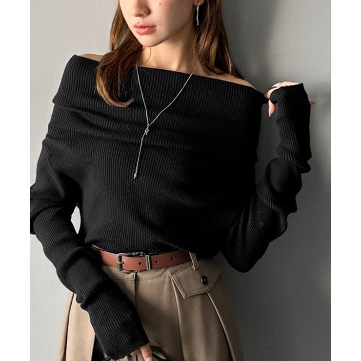 ブラック | 【mily bilet】立体的なシルエットが叶えるデコルテ魅せ♪指穴ドレープ使い… | Classical Elf 