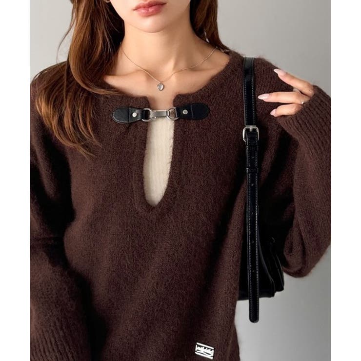 【mily bilet】癒しのモヘアタッチ。バックル使いVネックニット（長袖） | Classical Elf  | 詳細画像16 