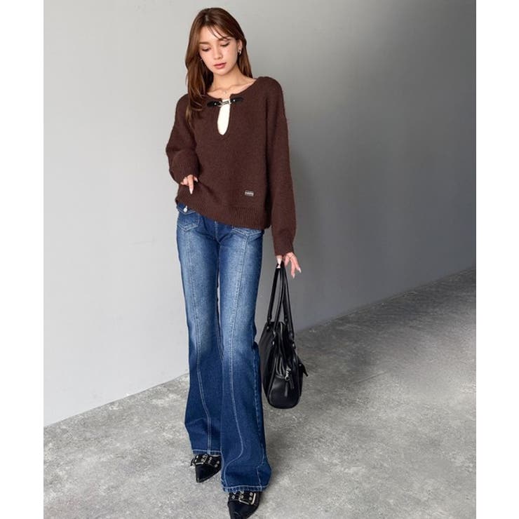 【mily bilet】癒しのモヘアタッチ。バックル使いVネックニット（長袖） | Classical Elf  | 詳細画像19 