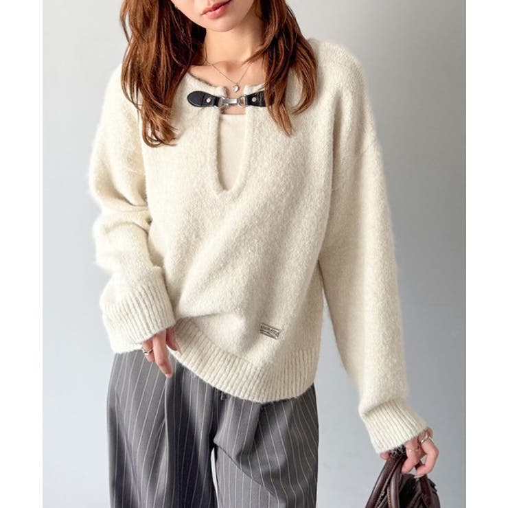 【mily bilet】癒しのモヘアタッチ。バックル使いVネックニット（長袖） | Classical Elf  | 詳細画像3 