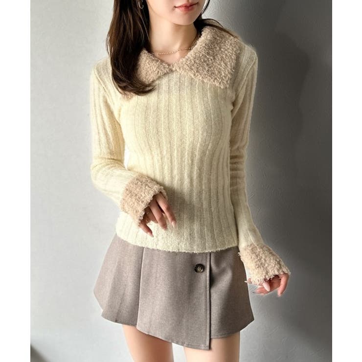 【mily bilet】可愛さ、ふわり2倍増し◎配色ファー衿リブニットプルオーバ… | Classical Elf  | 詳細画像7 