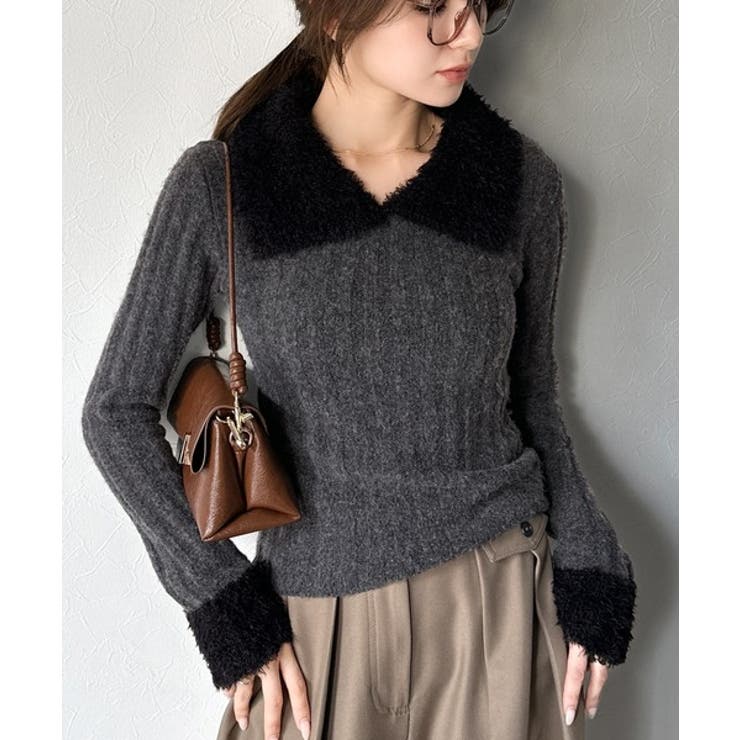 【mily bilet】可愛さ、ふわり2倍増し◎配色ファー衿リブニットプルオーバ… | Classical Elf  | 詳細画像11 