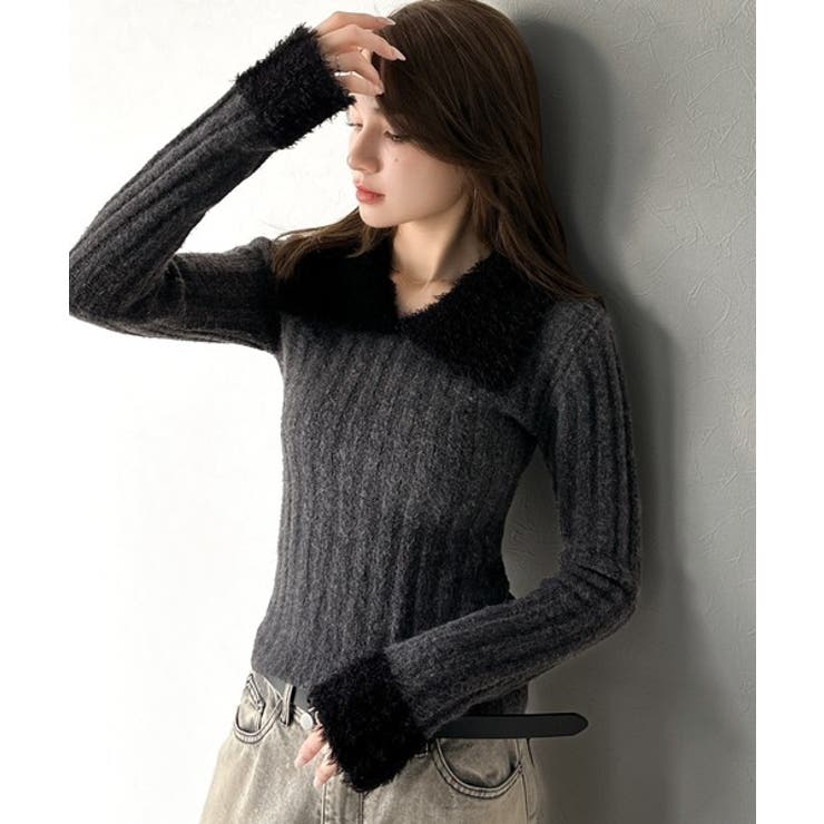 【mily bilet】可愛さ、ふわり2倍増し◎配色ファー衿リブニットプルオーバ… | Classical Elf  | 詳細画像13 