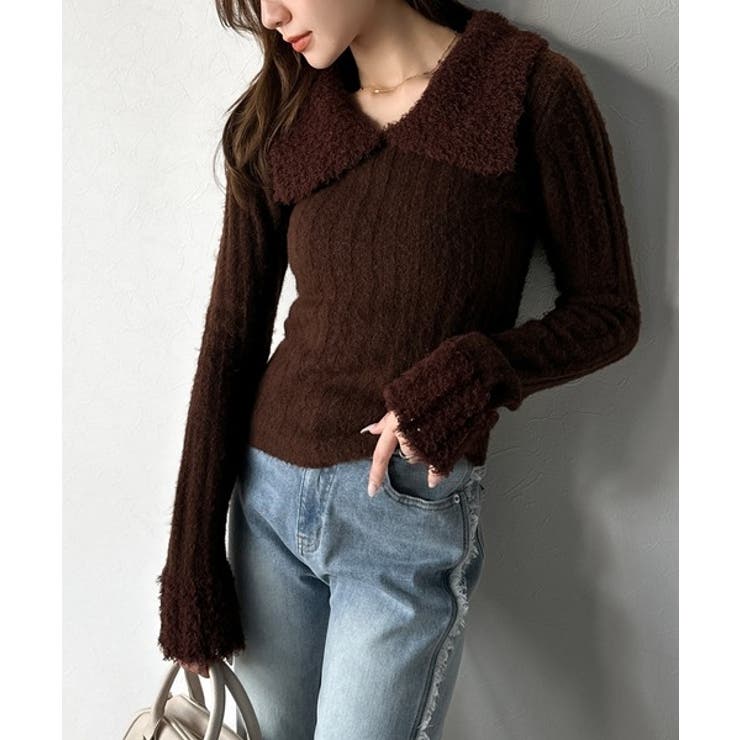 【mily bilet】可愛さ、ふわり2倍増し◎配色ファー衿リブニットプルオーバ… | Classical Elf  | 詳細画像15 