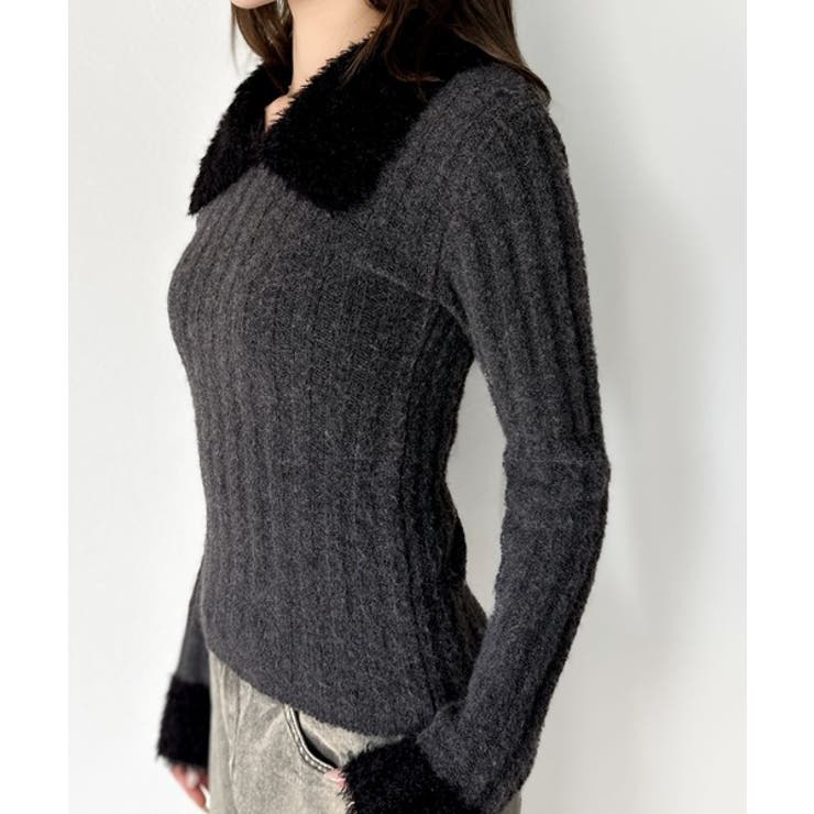 【mily bilet】可愛さ、ふわり2倍増し◎配色ファー衿リブニットプルオーバ… | Classical Elf  | 詳細画像23 