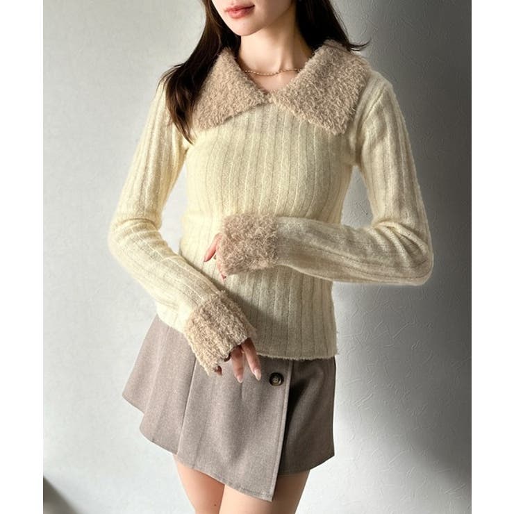 【mily bilet】可愛さ、ふわり2倍増し◎配色ファー衿リブニットプルオーバ… | Classical Elf  | 詳細画像6 