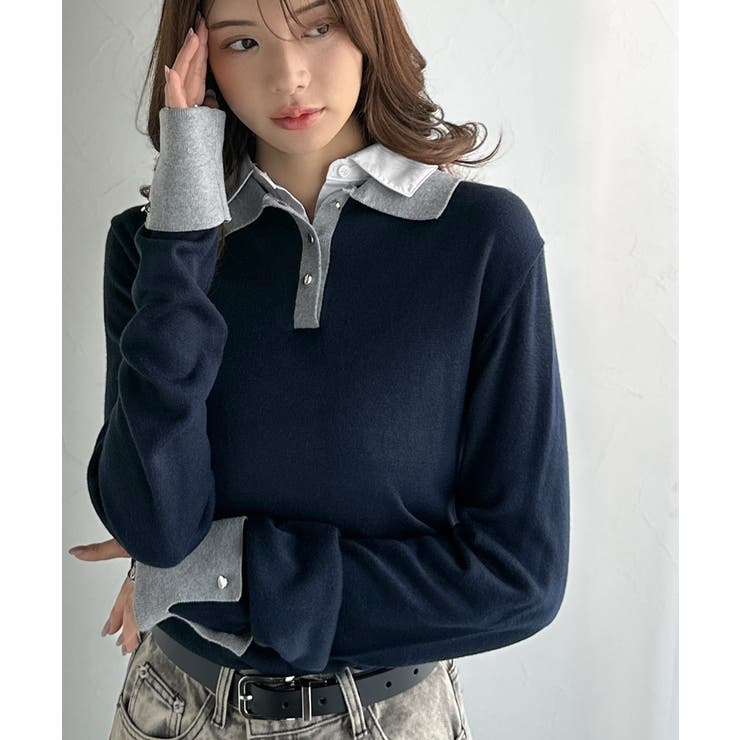 【mily bilet】重ね着風で上品見え◎レイヤード風シャツダブル襟使いカフス… | Classical Elf  | 詳細画像28 