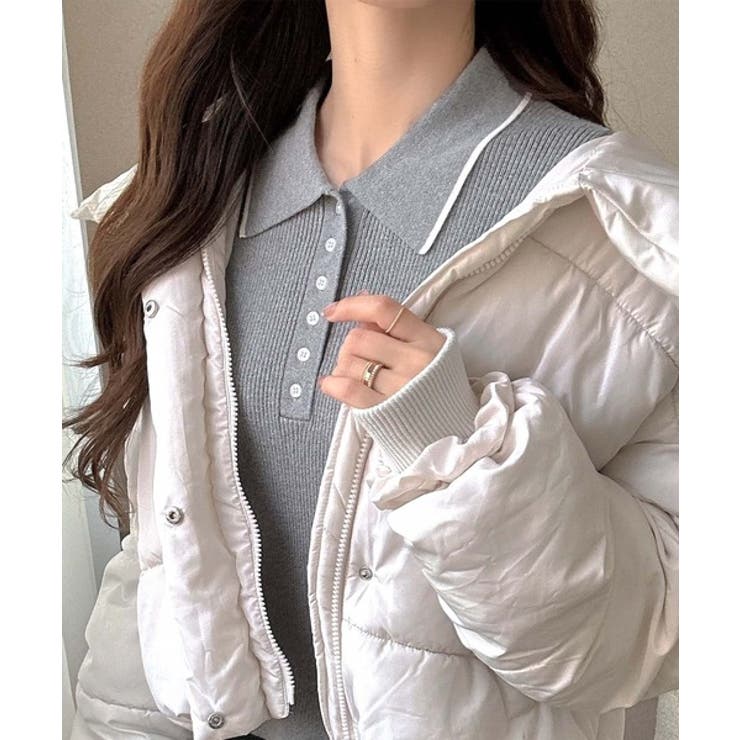 【mily bilet】配色ラインがポイント♪上品なポロ襟リブニット | Classical Elf  | 詳細画像19 