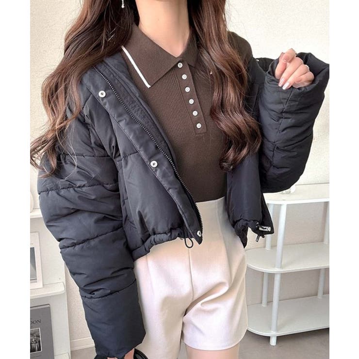 【mily bilet】配色ラインがポイント♪上品なポロ襟リブニット | Classical Elf  | 詳細画像28 