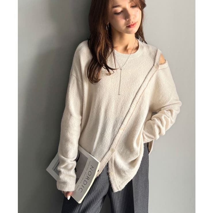 アイボリー | 【mily bilet】秋冬もヘルシーに肌見せ！ふわもち肩見せ斜め切り替え２WA… | Classical Elf 