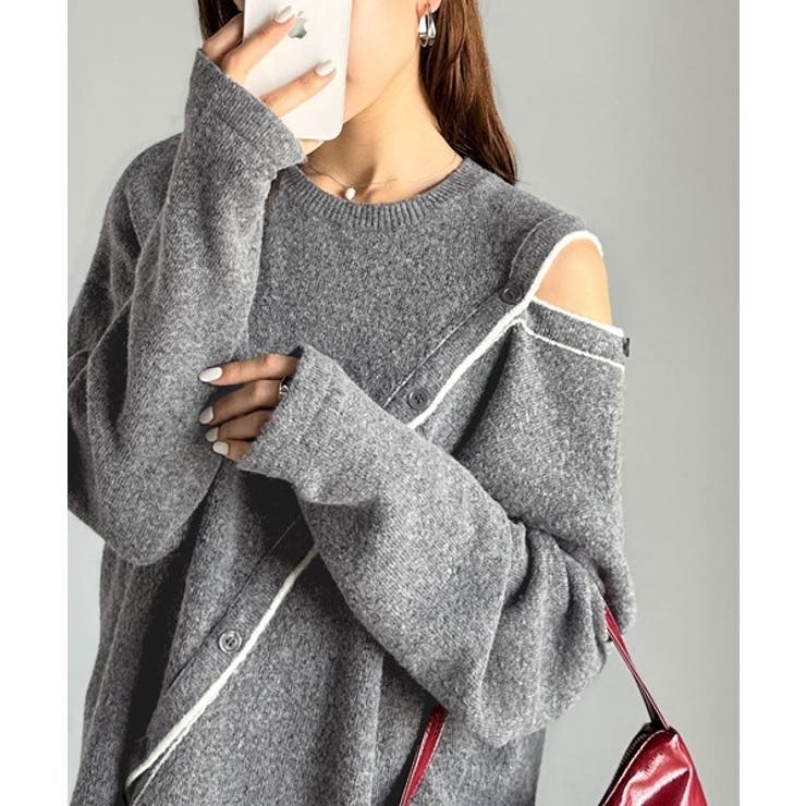 チャコールグレー | 【mily bilet】秋冬もヘルシーに肌見せ！ふわもち肩見せ斜め切り替え２WA… | Classical Elf 