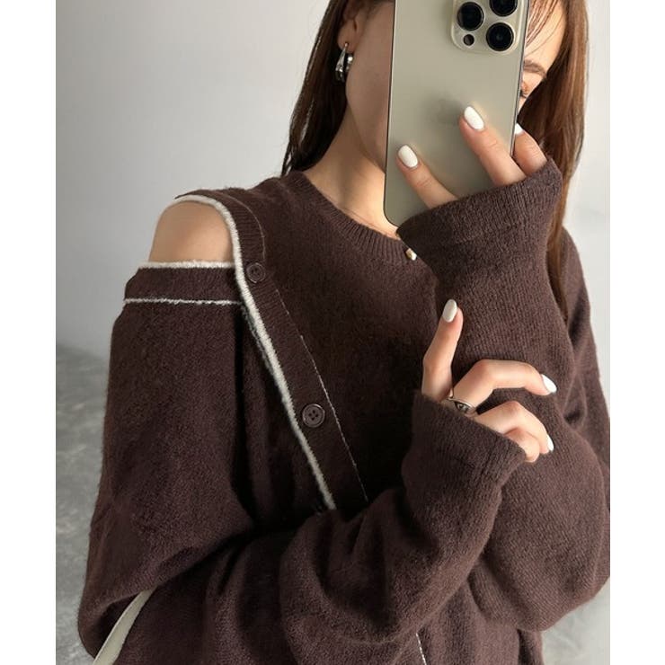 ブラウン | 【mily bilet】秋冬もヘルシーに肌見せ！ふわもち肩見せ斜め切り替え２WA… | Classical Elf 