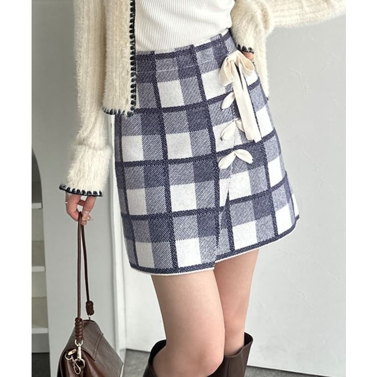 【mily bilet】旬なクラシカルムード◎巻きスカート風リボン使いチェックニ… | Classical Elf  | 詳細画像1 