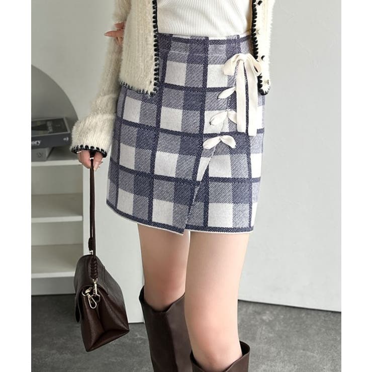 【mily bilet】旬なクラシカルムード◎巻きスカート風リボン使いチェックニ… | Classical Elf  | 詳細画像3 