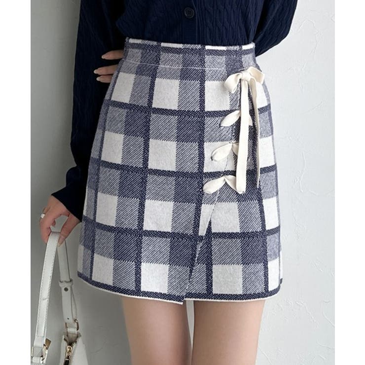【mily bilet】旬なクラシカルムード◎巻きスカート風リボン使いチェックニ… | Classical Elf  | 詳細画像4 
