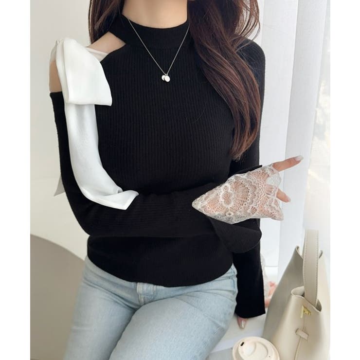 【mily bilet】大人フェミニンの主役トップス。肩シフォンリボン袖レース使… | Classical Elf  | 詳細画像12 