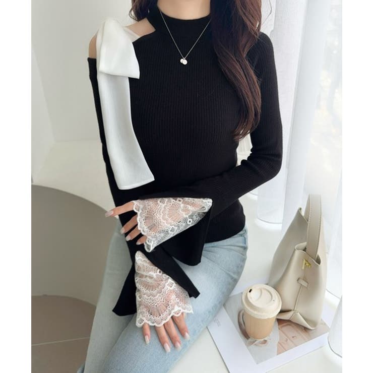 【mily bilet】大人フェミニンの主役トップス。肩シフォンリボン袖レース使… | Classical Elf  | 詳細画像13 