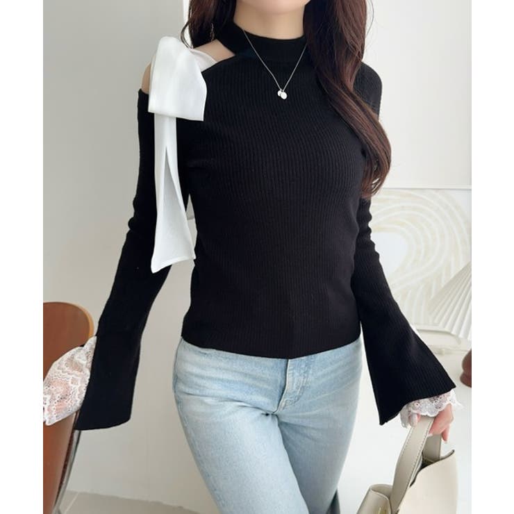 【mily bilet】大人フェミニンの主役トップス。肩シフォンリボン袖レース使… | Classical Elf  | 詳細画像15 