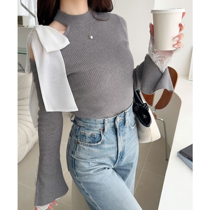 【mily bilet】大人フェミニンの主役トップス。肩シフォンリボン袖レース使… | Classical Elf  | 詳細画像16 