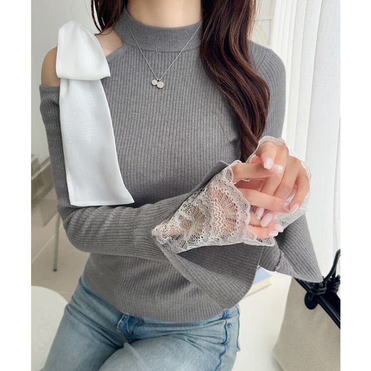 【mily bilet】大人フェミニンの主役トップス。肩シフォンリボン袖レース使… | Classical Elf  | 詳細画像18 