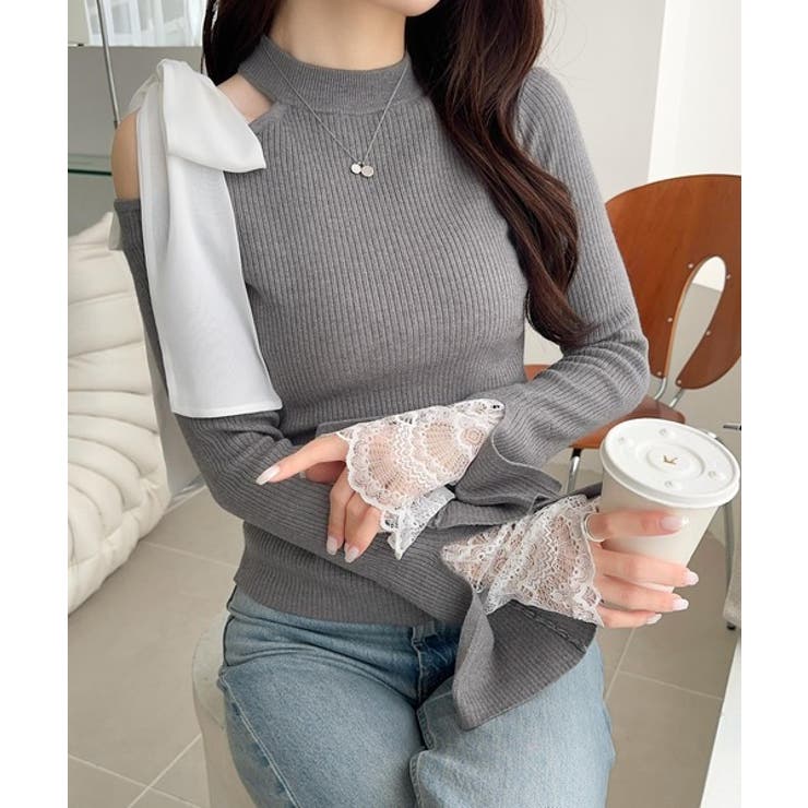 【mily bilet】大人フェミニンの主役トップス。肩シフォンリボン袖レース使… | Classical Elf  | 詳細画像19 