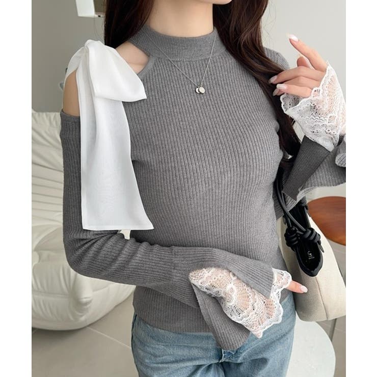 【mily bilet】大人フェミニンの主役トップス。肩シフォンリボン袖レース使… | Classical Elf  | 詳細画像21 