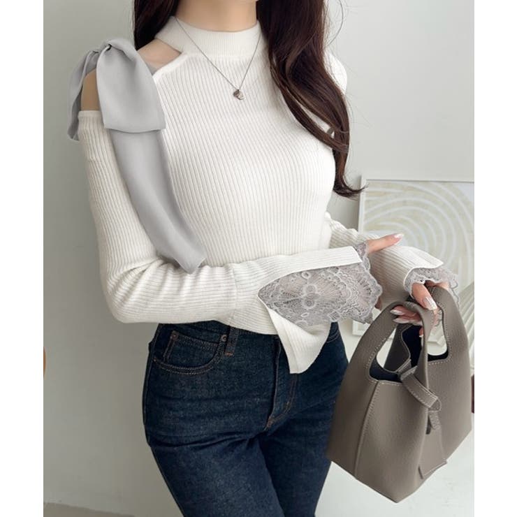 【mily bilet】大人フェミニンの主役トップス。肩シフォンリボン袖レース使… | Classical Elf  | 詳細画像5 