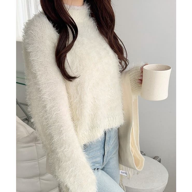 背中で惹きつける、大人の甘さ。バッグリボンレースアップ衿レースレイヤードニットプ… | Classical Elf  | 詳細画像8 