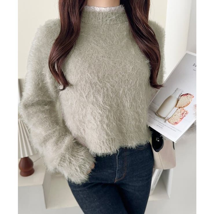 背中で惹きつける、大人の甘さ。バッグリボンレースアップ衿レースレイヤードニットプ… | Classical Elf  | 詳細画像12 