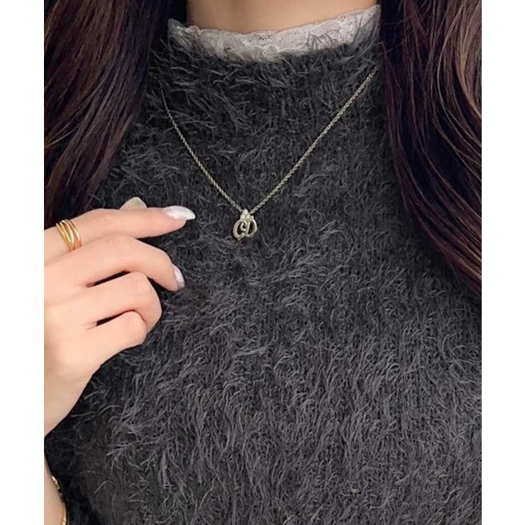 背中で惹きつける、大人の甘さ。バッグリボンレースアップ衿レースレイヤードニットプ… | Classical Elf  | 詳細画像23 