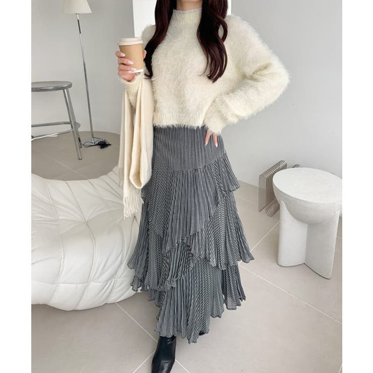 背中で惹きつける、大人の甘さ。バッグリボンレースアップ衿レースレイヤードニットプ… | Classical Elf  | 詳細画像2 