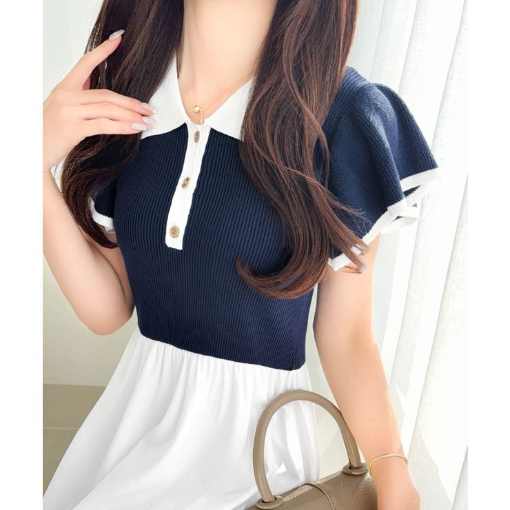 【mily bilet】スタイルアップの極み！フィット＆フレアな大人ポロ襟ドッキ… | Classical Elf  | 詳細画像37 