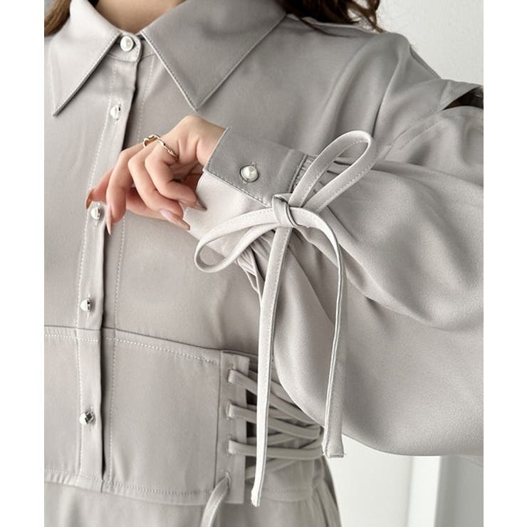 ヘルシーな肌見せが旬。肩空きリボン使いステッチ配色ワンピース | Classical Elf  | 詳細画像11 