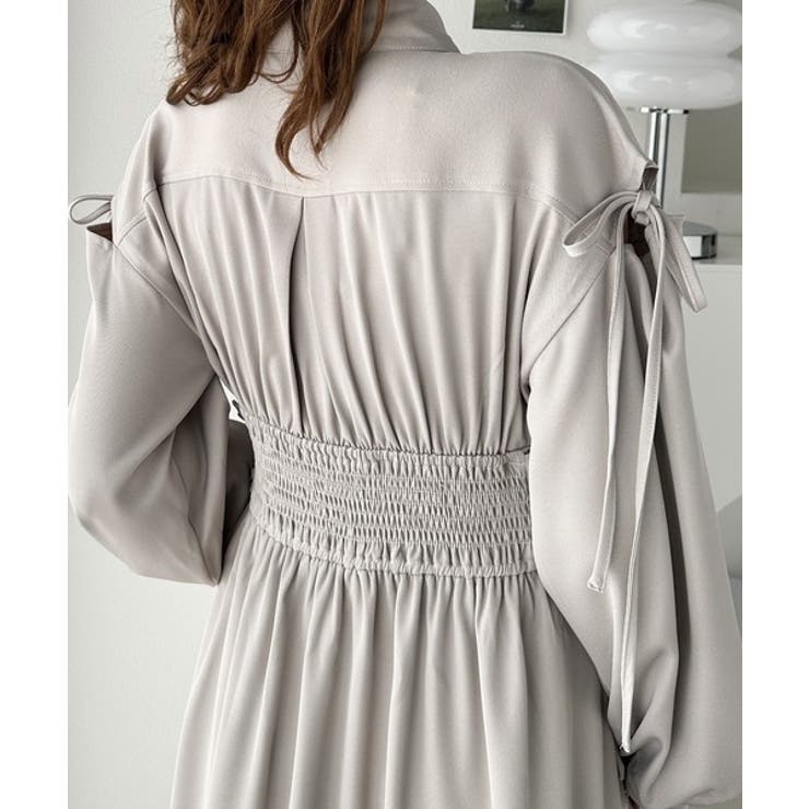 ヘルシーな肌見せが旬。肩空きリボン使いステッチ配色ワンピース | Classical Elf  | 詳細画像14 