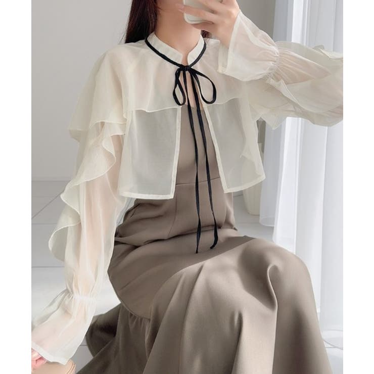セットアップで華やかスタイル。チュールケープボレロ付きマーメイドキャミワンピース… | Classical Elf  | 詳細画像16 