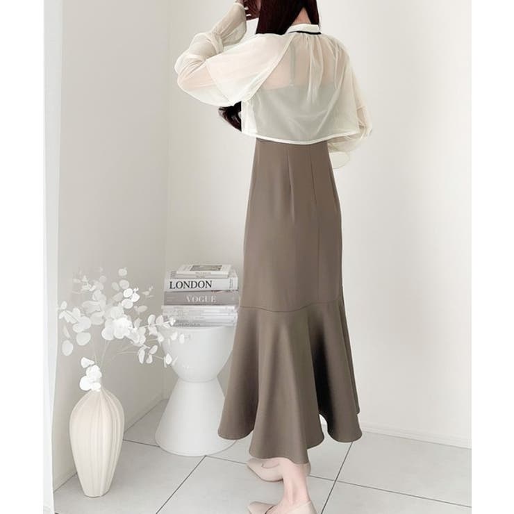セットアップで華やかスタイル。チュールケープボレロ付きマーメイドキャミワンピース… | Classical Elf  | 詳細画像18 
