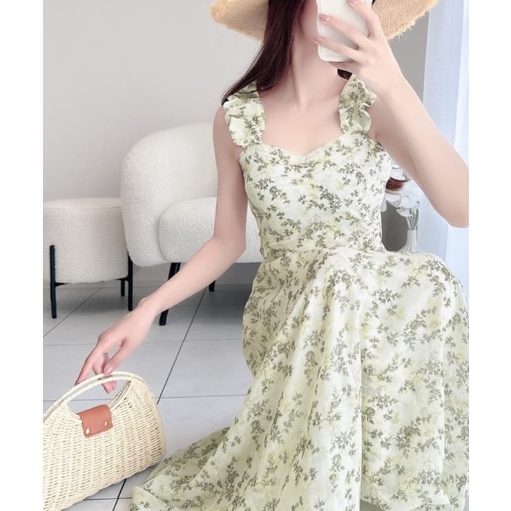 韓国 モノトーン シフォン キャミ ワンピース かわいい シフォンワンピ☆レディース キャミソール ワンピース